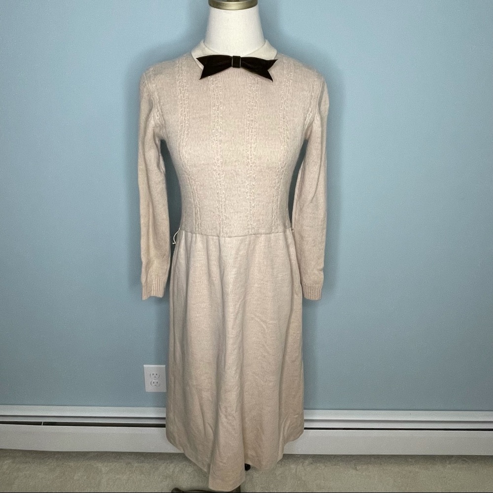 Ciao Ltd cream wool long sleeve dress